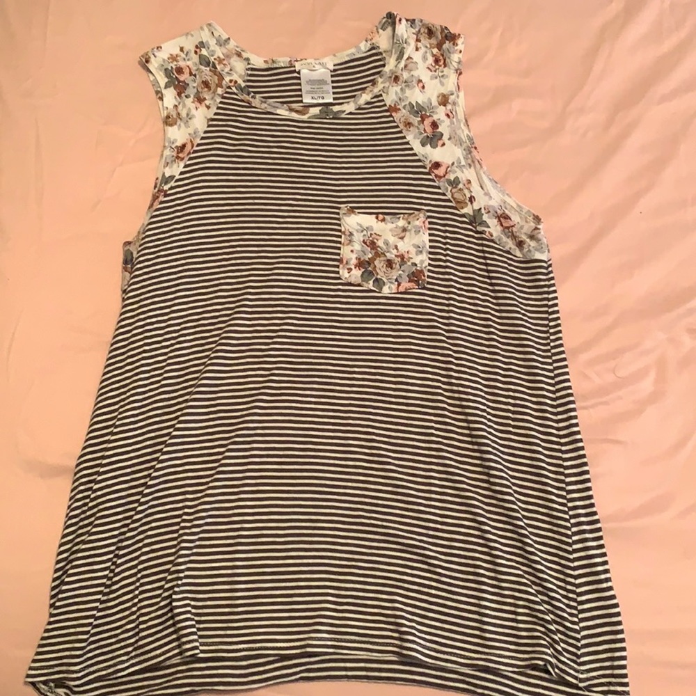 XL Flowy striped & floral Soul Cake tank top